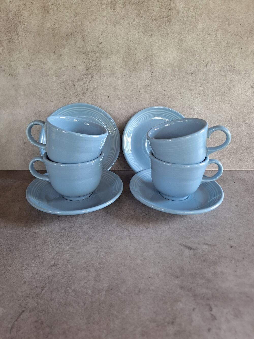 Fiestaware vintage periwinkle blue teacup & saucer plate set lot discontinued